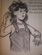 Gaby trying to figure out the mixed up maxims Ghostwriter challenged her to solve at the library.