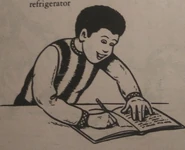 Hector jotting down a list of Spanish words similar to English words for Ghostwriter to match up.