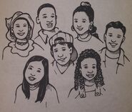 The illustration of the team on the introductory page.