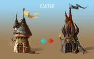 Concept art of two small castles.