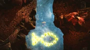 Giana swimming with Yellow Gems forming a fish.