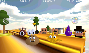 Footage of gameplay containing enemies from The Great Giana Sisters and Super Mario Brothers featuring Giana in a bubble at the right of the picture