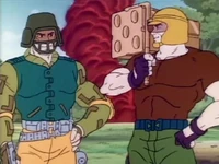 Captain Grid-Iron and Salvo.jpg (42 KB) Captain Grid-Iron and Salvo (missing the THE RIGHT OF MIGHT on his T.shirt) episode United We Stand