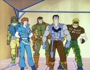 From left to right: Captain Grid-Iron, Lady Jaye, General Hawk, Bullhorn and salvo