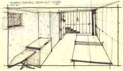 Laundry room sketch.jpg (37 KB) This sketch of the laundry and freezer room is almost identical to the finished set. In the rear left corner is the furnace behind which Brigitte hides from the Gingerwolf before she crawls to the space under the staircase.