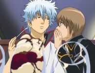 Sougo whisper to Gintoki in Episode 86