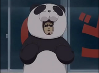 Hasegawa in a panda costume in Episode 49