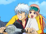 Mahha make Gintoki faster his scooter in Episode 67