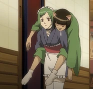 Drunk Catherine carried by Tama in Episode 240