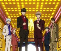 Gintoki, Kagura, Hijikata, Sougo, Shinpachi and Hasegawa as hosts in Episode 241