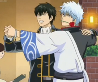 Gintoki and Hijikata dancing Tango with handcuffs in Episode 166