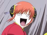Kagura laughing at Sougo in Episode 45