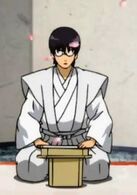 Shinpachi in seppuku outfit in Episode 252