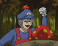 Gintoki as Mario from Super Mario Bros in Episode 73