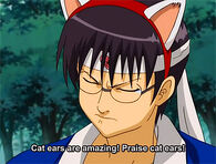 Shinpachi with cat ears in Episode 34