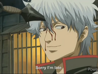 Gintoki with a kunai on his head