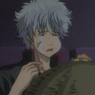Gintoki cries in the cinema watching "My Neighbour Pedro" in Episode 48