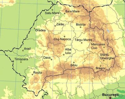 Physical map of Transylvania