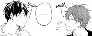 Ritsuka blushing and Mafuyu smiling manga