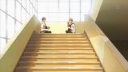 Ritsuka and Mafuyu sitting with guitars on the stairs