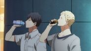 Akihiko and Ritsuka drinking