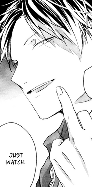 Chapter 25 page 13 panel 3 Hiiragi giving Mafuyu the finger