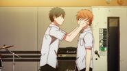 Ritsuka placing his hands on Mafuyu's cheeks