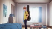 Mafuyu heading out of his apartment