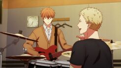 Akihiko helping Mafuyu learn