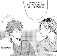 Chapter 22 page 24 panel 2 Hiiragi telling Mafuyu to simply, put by the feeling of the music
