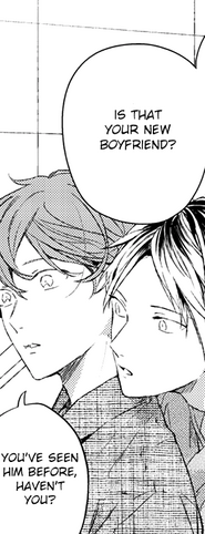 Chapter 22 page 24 panel 6 Hiiragi wondering if that's Mafuyu's boyfriend