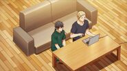 Ritsuka and Akihiko sit by the computer