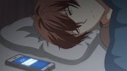 Mafuyu looking at the receiving messages on his phone