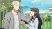 Akihiko fixing Yayoi's hair