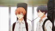 Ritsuka and Mafuyu sharing headphones