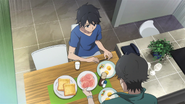 Toshihiro eating with kakeru