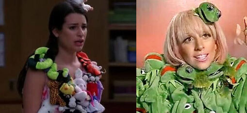 Rachel: Kermit the Frog dress and the unnamed Bad Romance Dress