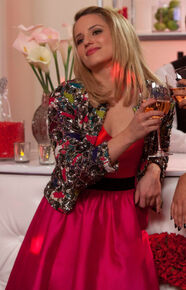 Quinns-pink-red-dress-sequin-jacket-emmas-wedding-372x580