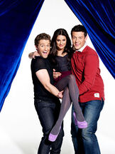 Mr. Schue, Musetta, and Dylan playing around at the Theatre