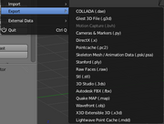 Export menu