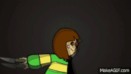 Chara attacking with rainbow knife