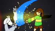 Chara attacking Asriel