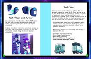 Pages 35 and 36, describing the Tech Visor, Tech Armor, and Tech Van