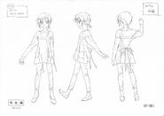 Settei sheet depicting Kelsey in her casual outfit