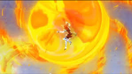 Sunny about to spin the fireball in Sparkle Fire Inferno.