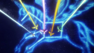 The Glitter Force flies in front of the Pegasus constellation.