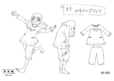 Settei sheet depicting Emily in her pjs.