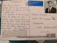 Posta-karta ex Wendy Ashby a Gary Miller