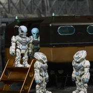 Boarding a custom painted Playmo Space (1984 Playmobil) Space Station[29]