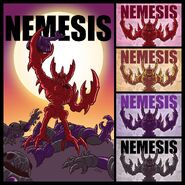 "The Nemesis are packed with header cards and a trading card all drawn/colored by Jason Ho!"[2]